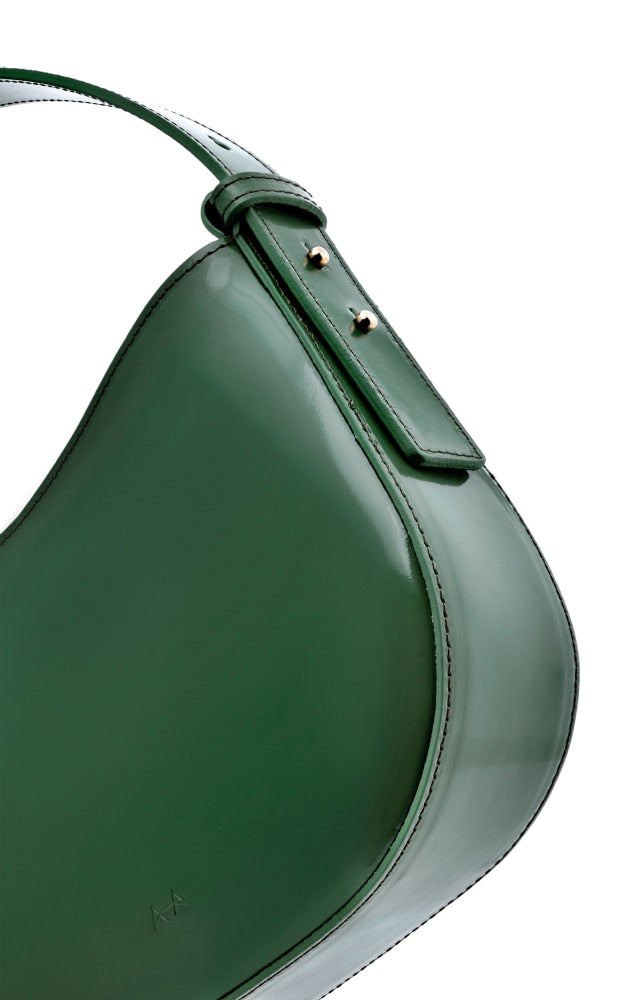 Akaada Mio Green Semi Patent Leather Shoulder Bag